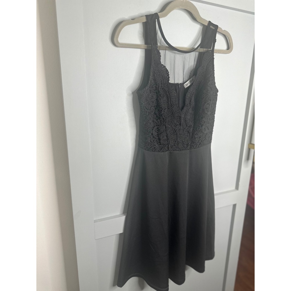 GRACE KARIN Black Lace Mesh Overlay Fit Flare Dress Womens‎ Size Small - Picture 2 of 8